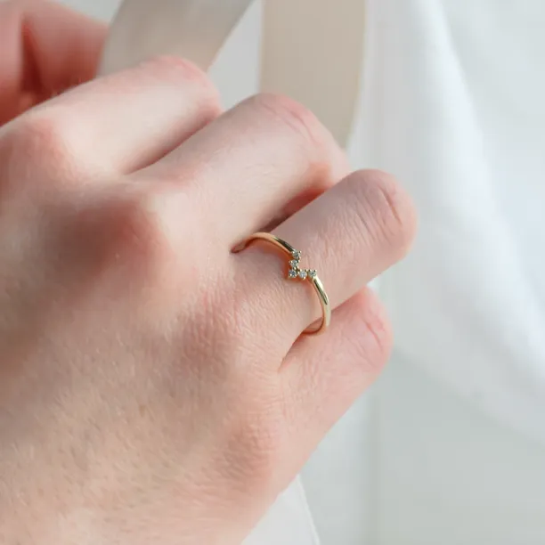 Minimalist curved ring with diamonds REGGIE Image