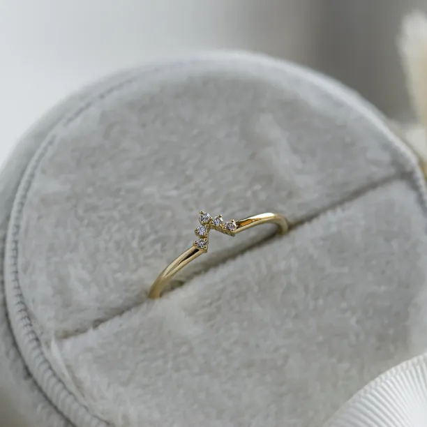 Minimalist curved ring with diamonds REGGIE Image