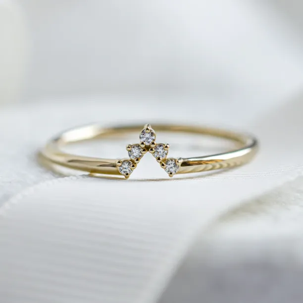 Minimalist curved ring with diamonds REGGIE Image