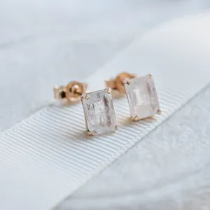 Gold earrings with baguette moonstone LEDA Thumbnail