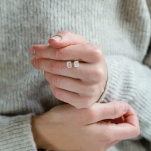 Gold earrings with baguette moonstone LEDA Thumbnail