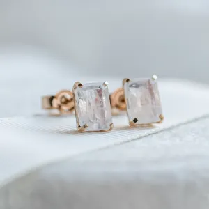 Gold earrings with baguette moonstone LEDA Thumbnail