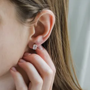 Gold earrings with baguette moonstone LEDA Thumbnail