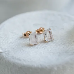 Gold earrings with baguette moonstone LEDA Thumbnail