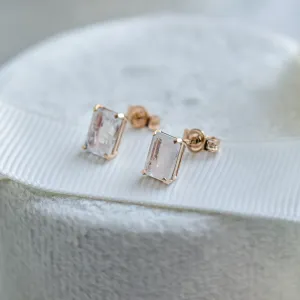 Gold earrings with baguette moonstone LEDA Thumbnail