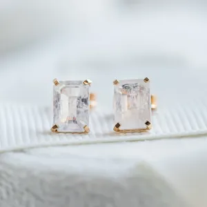 Gold earrings with baguette moonstone LEDA