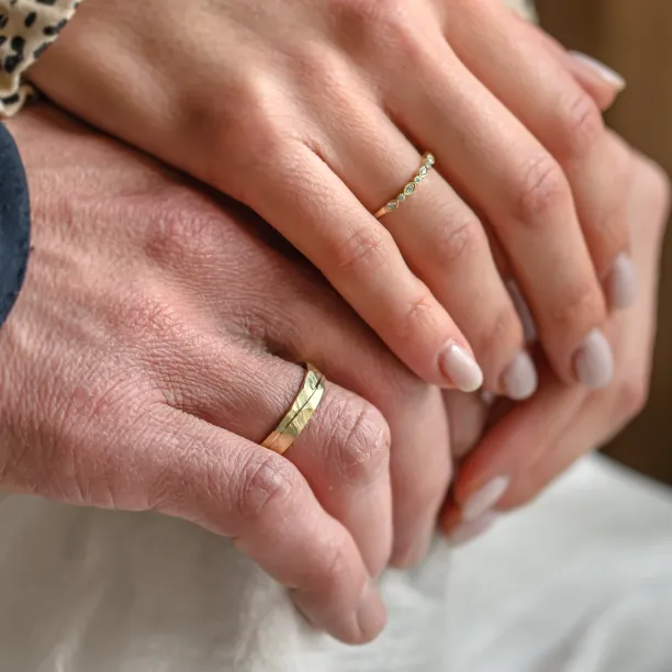 Unusual wedding rings with diamonds in vintage style LAZZI Image