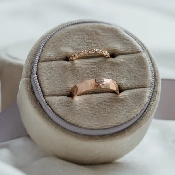 Unusual wedding rings with diamonds in vintage style LAZZI Image