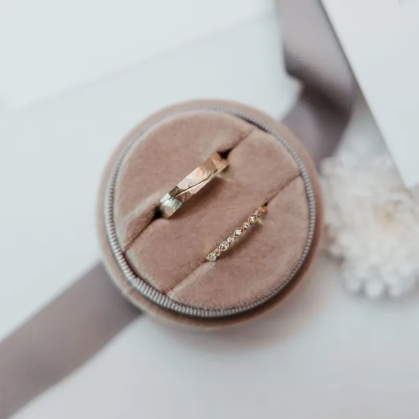 Unusual wedding rings with diamonds in vintage style LAZZI Image