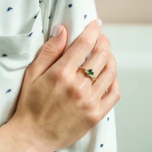 Vintage engagement ring with green sapphire and diamonds CADET Thumbnail