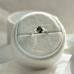 Vintage engagement ring with green sapphire and diamonds CADET Thumbnail