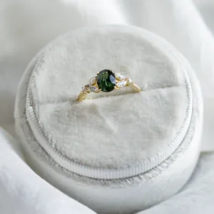 Vintage engagement ring with green sapphire and diamonds CADET Thumbnail
