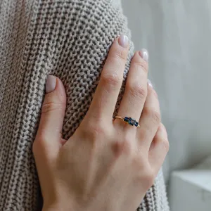 Art deco gold ring with teal and blue sapphires CHELSEA Thumbnail