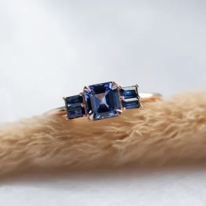 Art deco gold ring with teal and blue sapphires CHELSEA Thumbnail