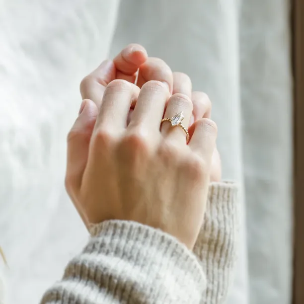 Gold ring with hexagon moissanite SALEM Image