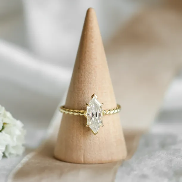 Gold ring with hexagon moissanite SALEM Image