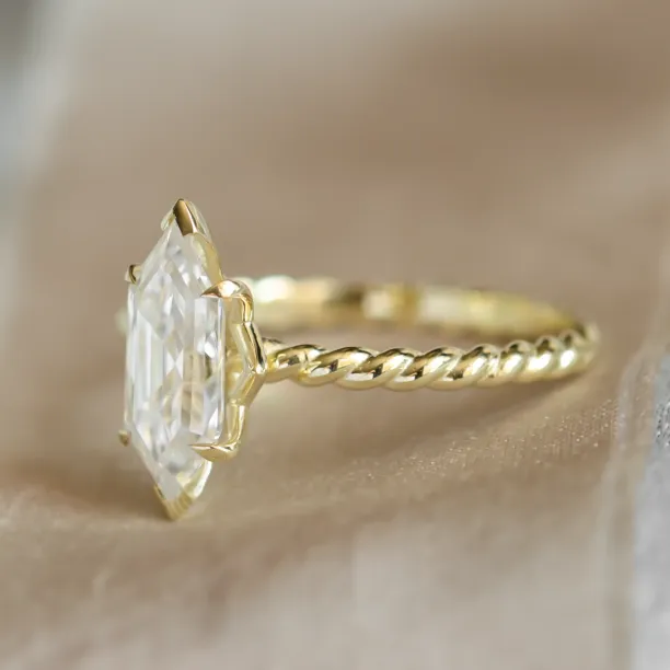 Gold ring with hexagon moissanite SALEM Image