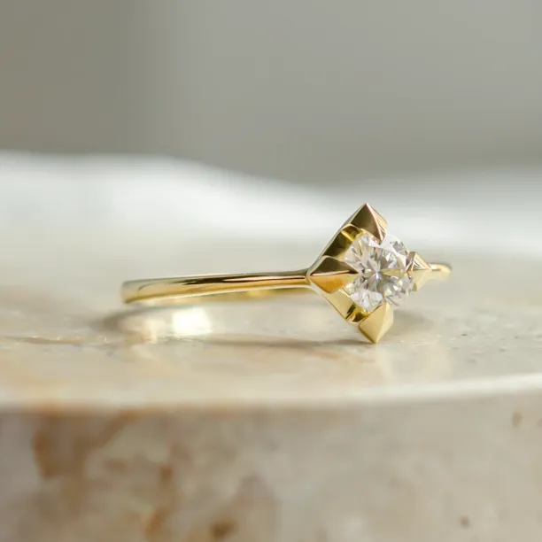 Gold engagement ring with moissanite JETT Image