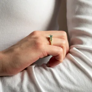 Ring with round green moss agate BACCHUS Thumbnail