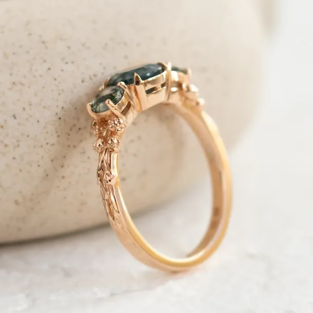 Ring with round green moss agate BACCHUS Image