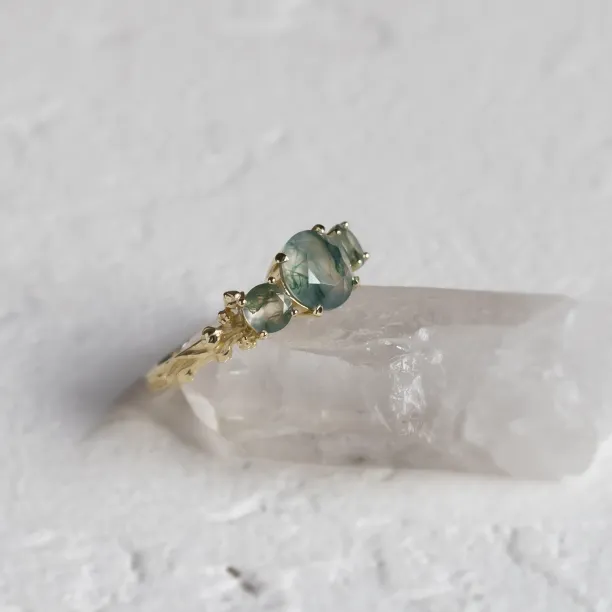 Ring with round green moss agate BACCHUS Image