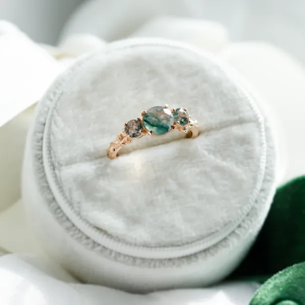 Ring with round green moss agate BACCHUS Image