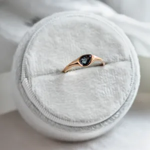 Gold ring with pear blue sapphire DREW Thumbnail