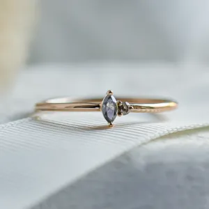 Gold minimalist cluster ring with salt and pepper diamonds KAIP Thumbnail