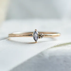 Gold minimalist cluster ring with salt and pepper diamonds KAIP