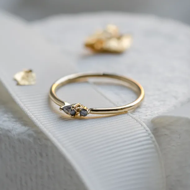 Minimalist cluster ring with salt and pepper diamonds ROWAN Image