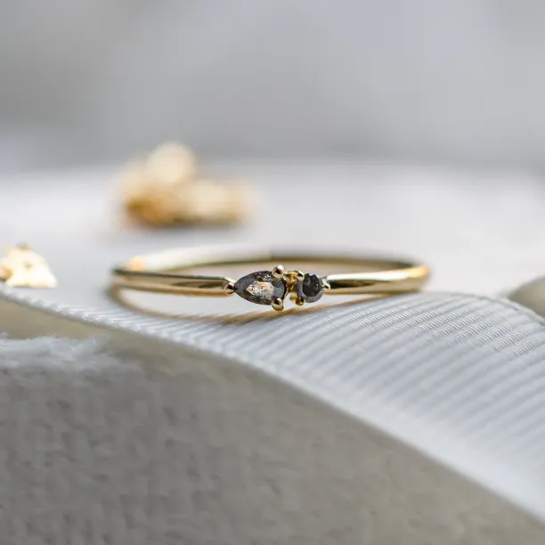 Minimalist cluster ring with salt and pepper diamonds ROWAN Image