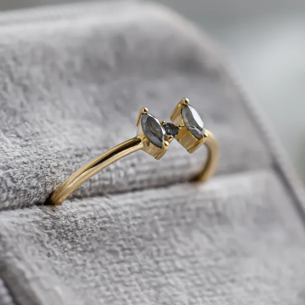 Tiny gold ring with salt and pepper diamonds FREY Image