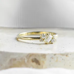 Gold cluster ring with moissanites BERNADETTE Thumbnail