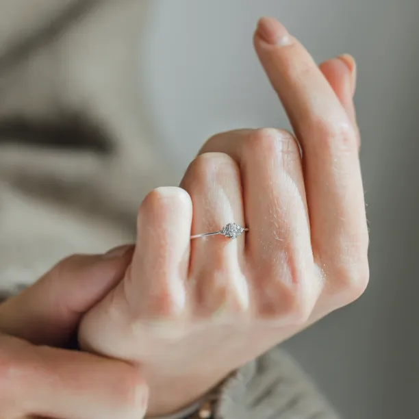 Romantic engagement ring with moissanites MARQUESS Image