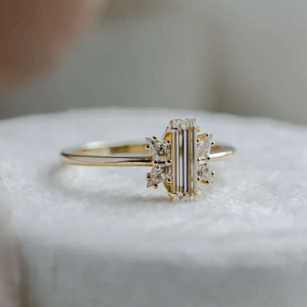 Elegant engagement ring with moissanites BUTTERFLY Image