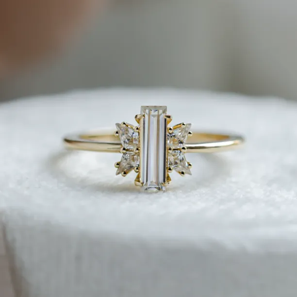 Elegant engagement ring with moissanites BUTTERFLY Image