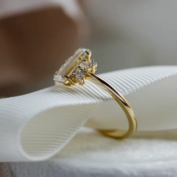 Elegant engagement ring with moissanites BUTTERFLY Image