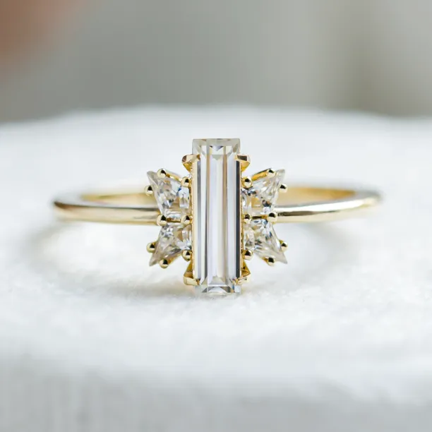 Elegant engagement ring with moissanites BUTTERFLY Image