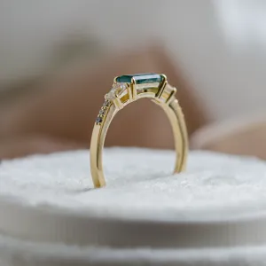 Ring in art deco style with moss agate and moissanites DINETH Thumbnail