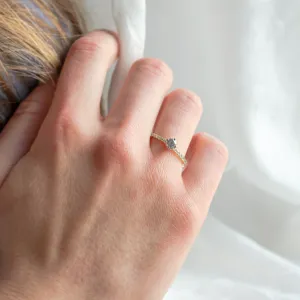 Engagement salt and pepper diamond ring with side diamonds SANREMO Thumbnail