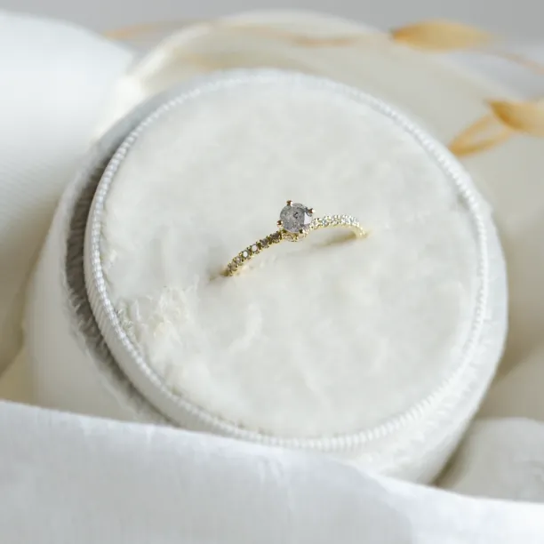 Engagement salt and pepper diamond ring with side diamonds SANREMO Image