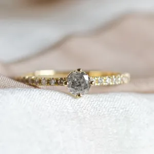 Engagement salt and pepper diamond ring with side diamonds SANREMO Thumbnail