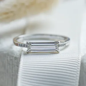 Gold ring with baguette moissanite CASSIOPEIA