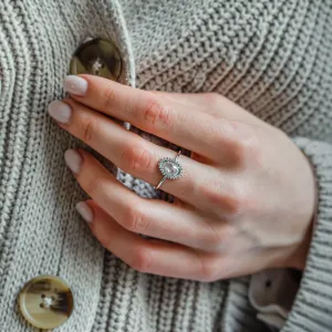 Unusual halo engagement ring with salt and pepper diamonds RIDLEY Thumbnail