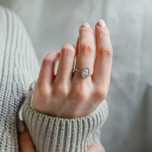 Unusual halo engagement ring with salt and pepper diamonds RIDLEY Thumbnail
