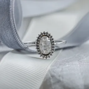 Unusual halo engagement ring with salt and pepper diamonds RIDLEY Thumbnail