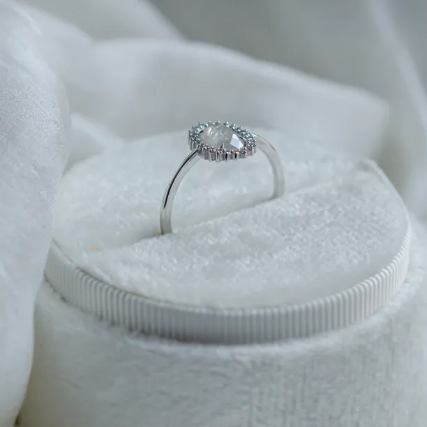Unusual halo engagement ring with salt and pepper diamonds RIDLEY Image