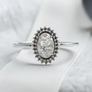 Unusual halo engagement ring with salt and pepper diamonds RIDLEY Thumbnail