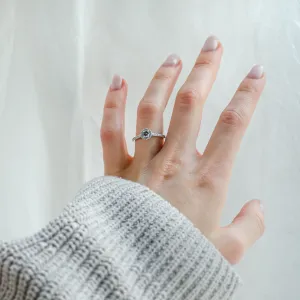 Halo engagement ring with salt and pepper diamonds MARILLA Thumbnail