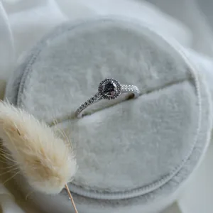 Halo engagement ring with salt and pepper diamonds MARILLA Thumbnail